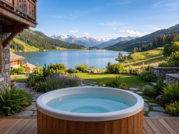 bain nordique avec vue sur lac