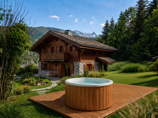 bain nordique devant chalet